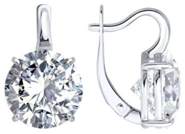 Серьги Diamant 94-120-02334-1 вес 7.2 г серебро, фианит купить,24300