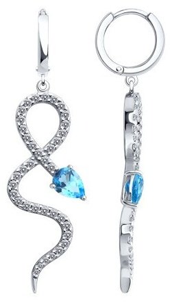 Серьги SOKOLOV 92022887 вес 7.93 г серебро, фианит, топаз купить,60534