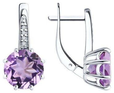Серьги Diamant 94-320-02040-2 вес 3.46 г серебро, фианит купить,43180