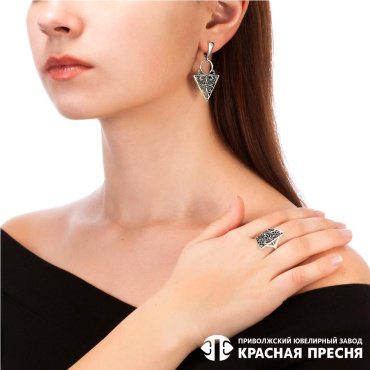Серьги Красная пресня 33012544 вес 6.8 г серебро, без вставок купить,40952