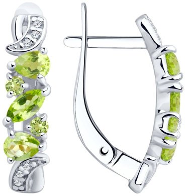Серьги SOKOLOV 92021780 вес 2.82 г серебро, хризолит, фианит купить,21798