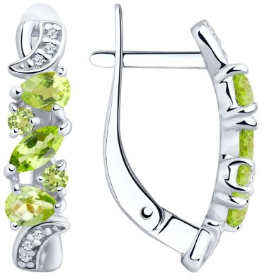 Серьги SOKOLOV 92021780 вес 2.82 г серебро, хризолит, фианит купить,21798