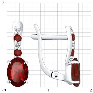 Серьги SOKOLOV 92021200-sk20 вес 2.06 г серебро, фианит, гранат купить,24329