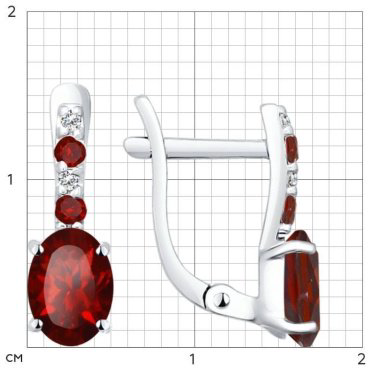 Серьги SOKOLOV 92021200-sk20 вес 2.06 г серебро, фианит, гранат купить,24329