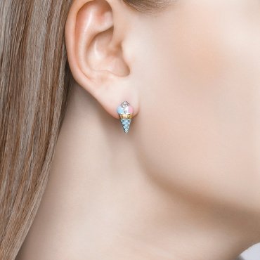 Серьги SOKOLOV 94022777 вес 2.34 г серебро, фианит, эмаль купить,NaN