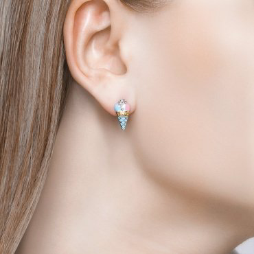 Серьги SOKOLOV 94022777 вес 2.34 г серебро, фианит, эмаль купить,NaN