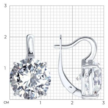 Серьги Diamant 94-120-02334-1 вес 7.2 г серебро, фианит купить,24300