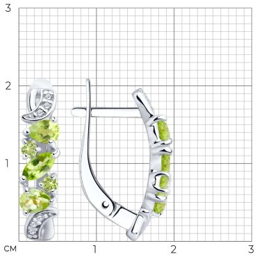 Серьги SOKOLOV 92021780 вес 2.82 г серебро, хризолит, фианит купить,21798