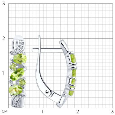 Серьги SOKOLOV 92021780 вес 2.82 г серебро, хризолит, фианит купить,21798