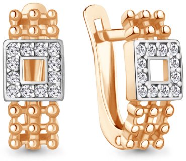 Серьги AQUAMARINE 400273А.6 вес 2 г серебро, фианит купить,28523