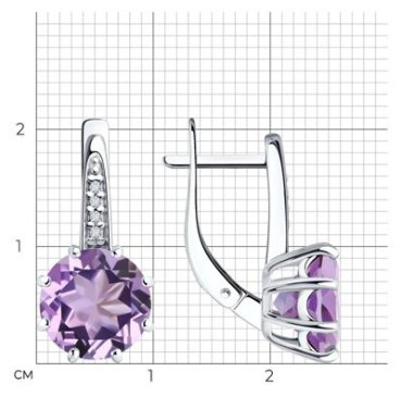 Серьги Diamant 94-320-02040-2 вес 3.46 г серебро, фианит купить,43180