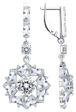 Серьги SOKOLOV 94023468 вес 7.11 г серебро, фианит купить,59101