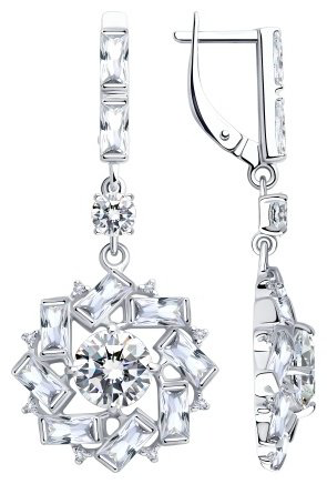 Серьги SOKOLOV 94023468 вес 7.11 г серебро, фианит купить,59101