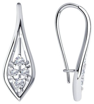 Серьги Diamant 94-120-00851-1 вес 2.49 г серебро, фианит купить,14264