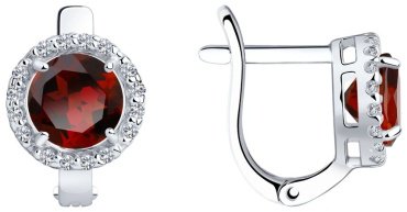 Серьги SOKOLOV 92021164 вес 2.35 г серебро, фианит, гранат купить,16999
