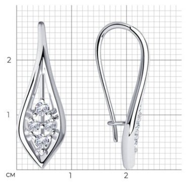 Серьги Diamant 94-120-00851-1 вес 2.49 г серебро, фианит купить,14264
