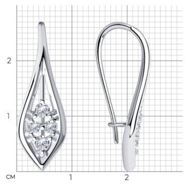 Серьги Diamant 94-120-00851-1 вес 2.49 г серебро, фианит купить,14264