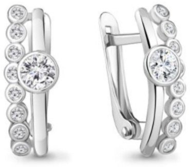 Серьги AQUAMARINE 49201А.5 вес 2.57 г серебро, фианит купить,24240