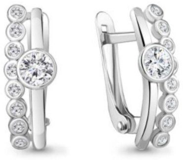Серьги AQUAMARINE 49201А.5 вес 2.57 г серебро, фианит купить,24240