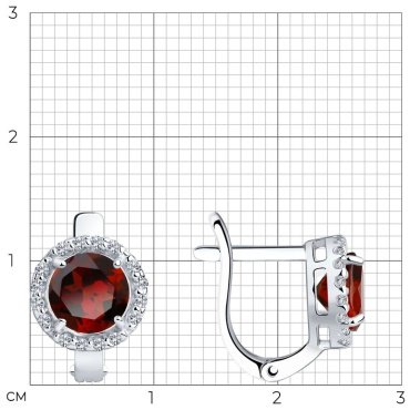 Серьги SOKOLOV 92021164 вес 2.35 г серебро, фианит, гранат купить,16999