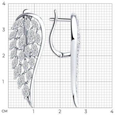 Серьги SOKOLOV 94026635 вес 6.59 г серебро, фианит купить,32949