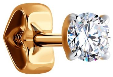 Моносерьга Diamant 51-127-02025-1 вес 0.43 г золото, фианит купить,39556