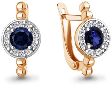 Серьги AQUAMARINE 400585АБ.6 вес 3 г серебро, фианит, наносапфир купить,29918