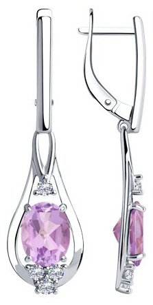 Серьги-цепочки SOKOLOV 92022279_s вес 4.48 г серебро, фианит, аметист купить,NaN