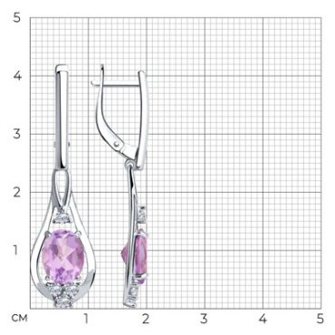 Серьги-цепочки SOKOLOV 92022279_s вес 4.48 г серебро, фианит, аметист купить,NaN