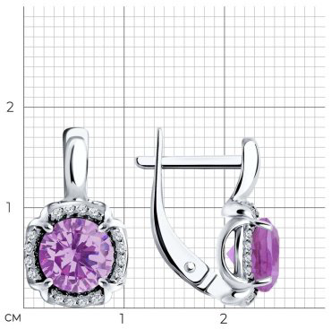Серьги SOKOLOV 92021682 вес 3.51 г серебро, аметист, фианит купить,33126