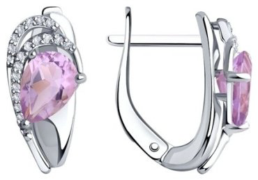 Серьги Diamant 94-320-00548-3 вес 2.64 г серебро, аметист, фианит купить,23474