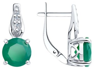 Серьги Diamant 94-320-00408-1 вес 3.53 г серебро, агат, фианит купить,26676