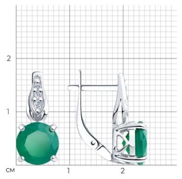 Серьги Diamant 94-320-00408-1 вес 3.53 г серебро, агат, фианит купить,26676