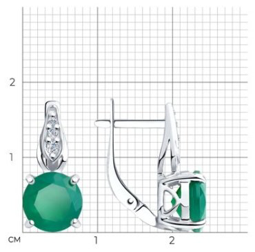 Серьги Diamant 94-320-00408-1 вес 3.53 г серебро, агат, фианит купить,26676