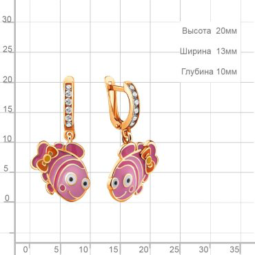 Серьги AQUAMARINE 42688А вес 2.38 г серебро, фианит, эмаль купить,24403