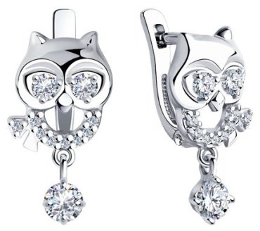 Серьги SOKOLOV 94023721 вес 2.95 г серебро, фианит купить,17313