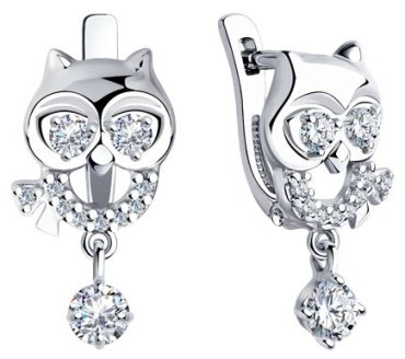 Серьги SOKOLOV 94023721 вес 2.95 г серебро, фианит купить,17313