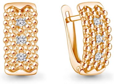 Серьги AQUAMARINE 400276А вес 2.44 г серебро, фианит купить,21555