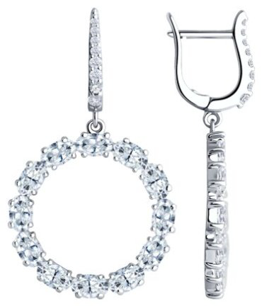 Серьги SOKOLOV 94026698 вес 6.97 г серебро, фианит купить,36579