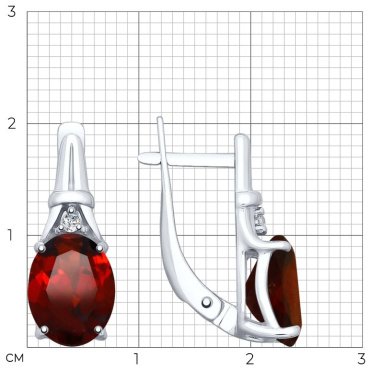 Серьги SOKOLOV 92022025 вес 2.94 г серебро, фианит, гранат купить,32832