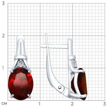 Серьги SOKOLOV 92022025 вес 2.94 г серебро, фианит, гранат купить,32832