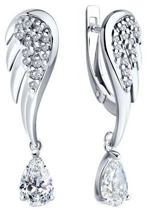 Серьги SOKOLOV 94026613 вес 3.97 г серебро, фианит купить,24624