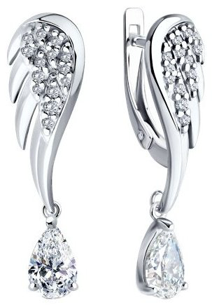 Серьги SOKOLOV 94026613 вес 3.97 г серебро, фианит купить,24624