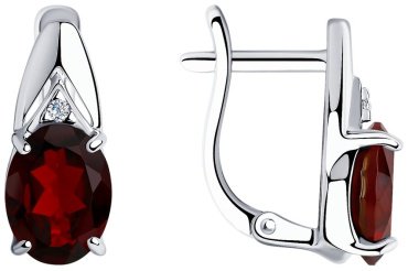 Серьги SOKOLOV 92021693 вес 2.49 г серебро, гранат, фианит купить,22572