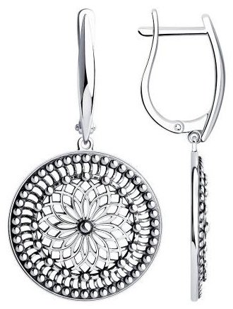 Серьги Diamant 95-121-01112-1 вес 5.37 г серебро, без вставок купить,27453