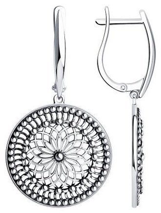 Серьги Diamant 95-121-01112-1 вес 5.37 г серебро, без вставок купить,27453