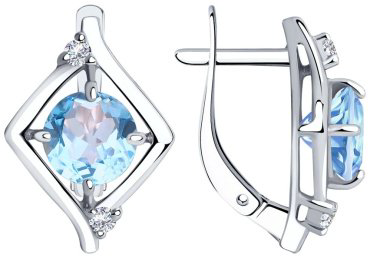 Серьги Diamant 94-320-00603-1 вес 3.68 г серебро, фианит, топаз купить,32298