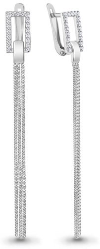 Серьги AQUAMARINE 49181А вес 2.8 г серебро, фианит купить,27010