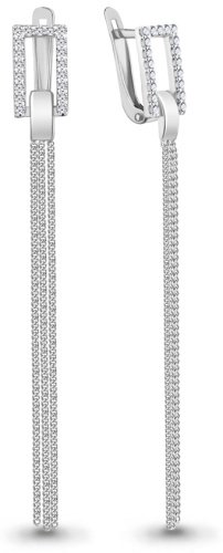 Серьги AQUAMARINE 49181А вес 2.8 г серебро, фианит купить,27010