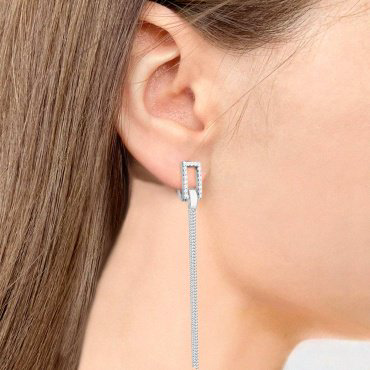 Серьги AQUAMARINE 49181А вес 2.8 г серебро, фианит купить,27010